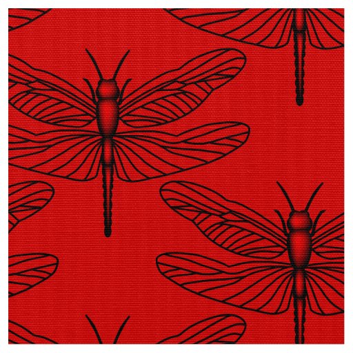 Red Dragonfly Polyester Poplin Fabric