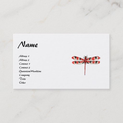 Customizable Red Dragonfly Profile Card Business Card Template