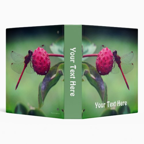 Red Dragonfly Up Close Nature Personalized 3 Ring Binder