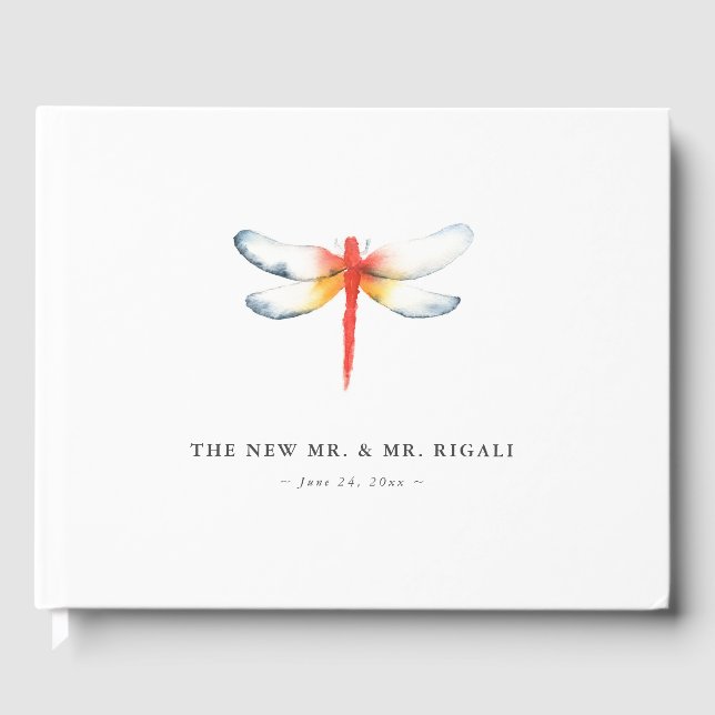 Red Dragonfly Wedding Guest Book Ideas (Front)