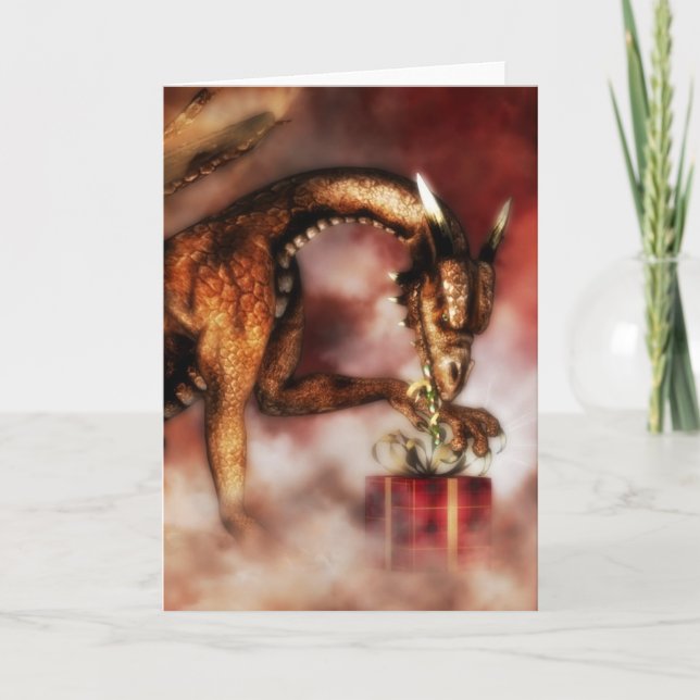 Red Dragons Christmas Holiday Card (Front)