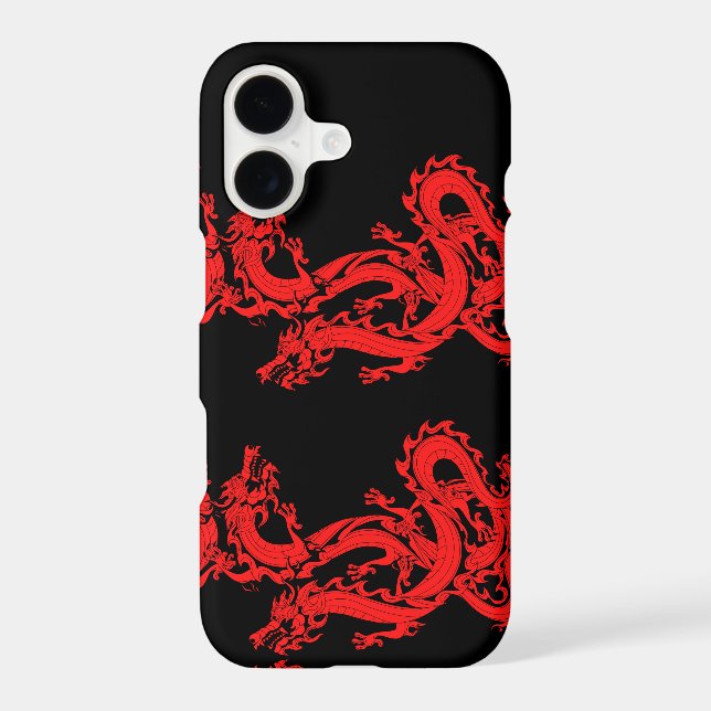 Red Dragons Mystical Creatures Pattern Black Iphone Case (Back)