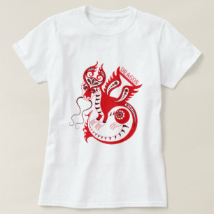 Red Drawing Chinese Dragon T-Shirt