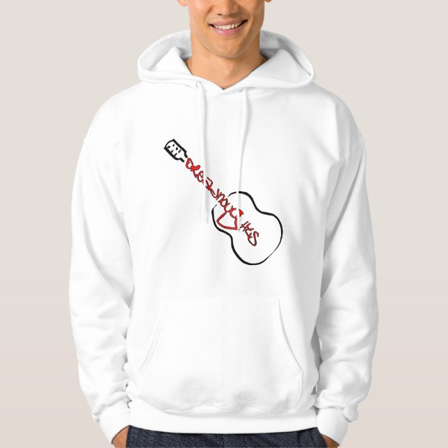 Red Dreadnaughts Abstract Acoustic Guitar Logo Hoodie (Front)