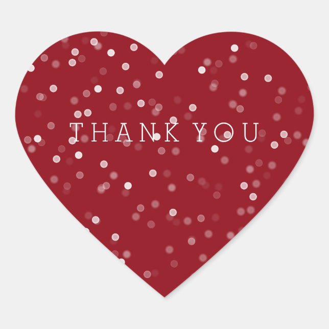 Red Dreamy Bokeh Thank You Heart Sticker (Front)