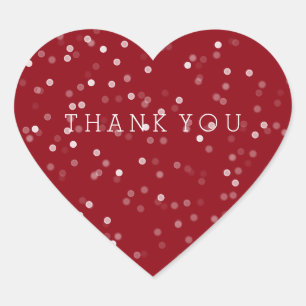 Red Dreamy Bokeh Thank You Heart Sticker