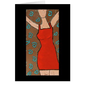 Red Dress  4  In  300 Dpi Card Ii by ronaldyork at Zazzle
