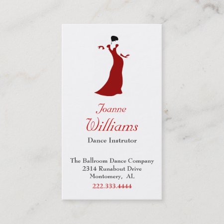 Red Dress Ballroom Dance Business Card