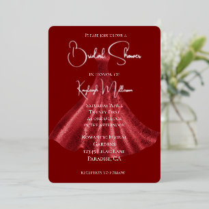 Red Dress Bridal Shower Foil Invitation