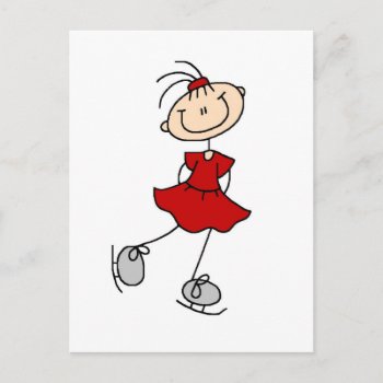 Red Dress Figure Skater Tshirts And Gifts Postcard by stick_figures at Zazzle