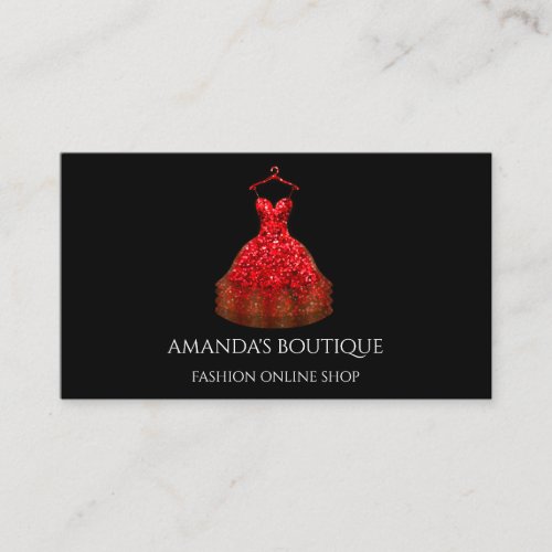 Red Dress Logo Fashion Boutique Online Shop Business Card