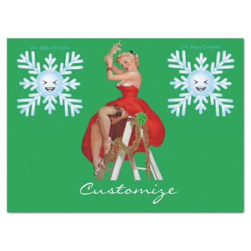 Red Dress Pinup Holding Mistletoe Thunder_Cove  Tissue Paper