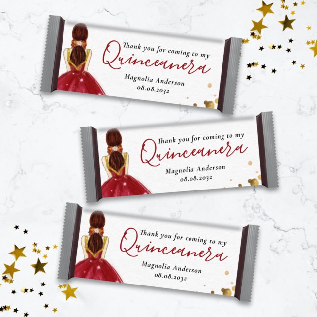 Red Dress Quinceanera Favor Candy Bar Wrapper (Creator Uploaded)