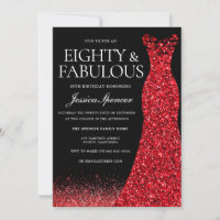 Red Dress Red Glitter Gown 80th Birthday Party