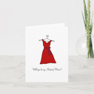 Red Dress, Will you be my Maid of Honor? Invitation