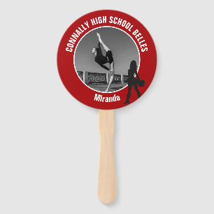 Red Drill Team Photo High School Dancer Hand Fan