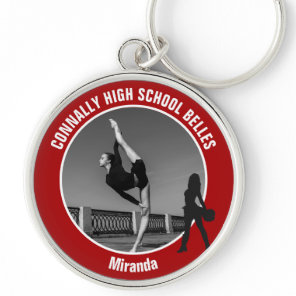 Red Drill Team Photo High School Dancer Keychain