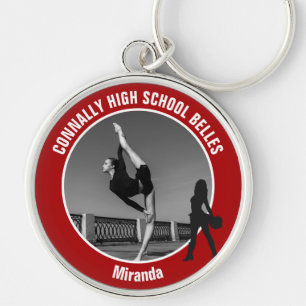 Red Drill Team Photo High School Dancer Keychain