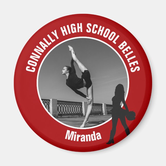 Red Drill Team Photo High School Dancer Magnet (Front)