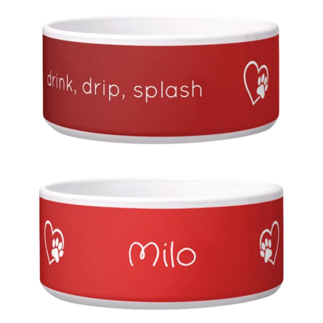 Red 'drink drip splash' Dog Name Bowl (Creator Uploaded)