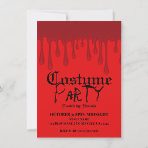 Red Dripping Blood Drips Halloween Costume Party Invitation