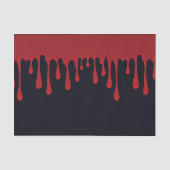 Red Dripping Blood Drips Halloween Party Tissue Paper (Front)