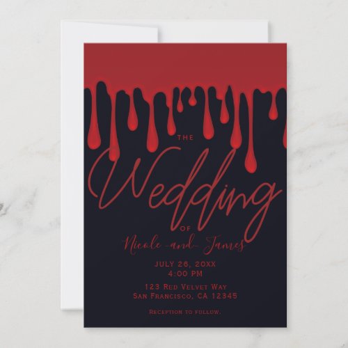 Red Dripping Blood Drips Halloween Wedding  Invitation