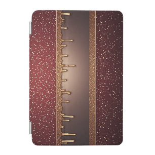 Red Dripping Paint Over Gold Glitter Background iPad Mini Cover