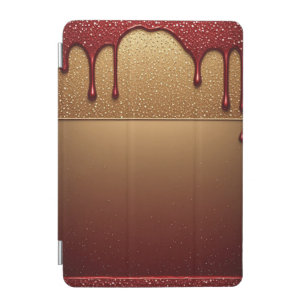 Red Dripping Paint Over Gold Glitter Background iPad Mini Cover