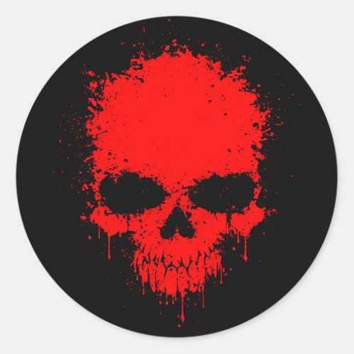 Red Dripping Splatter Skull Classic Round Sticker
