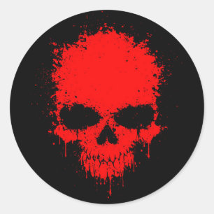 Red Dripping Splatter Skull Classic Round Sticker