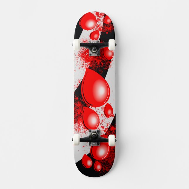 Red Drops – Abstract Skateboard Design (Front)