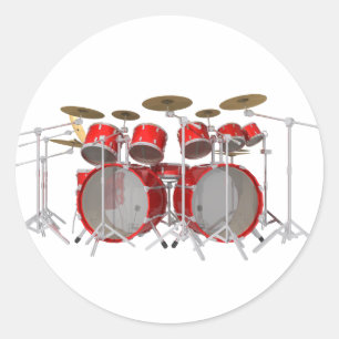 Red Drum Kit: 10 Piece: Classic Round Sticker