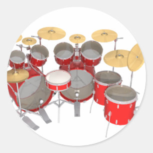 Red Drum Kit: 10 Piece: Classic Round Sticker