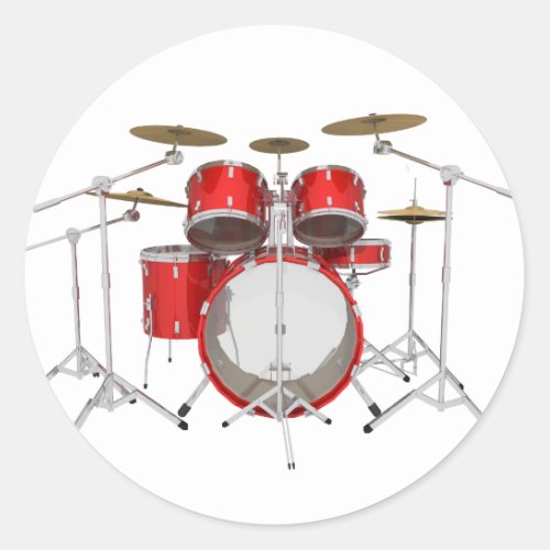 Red Drum Kit Classic Round Sticker