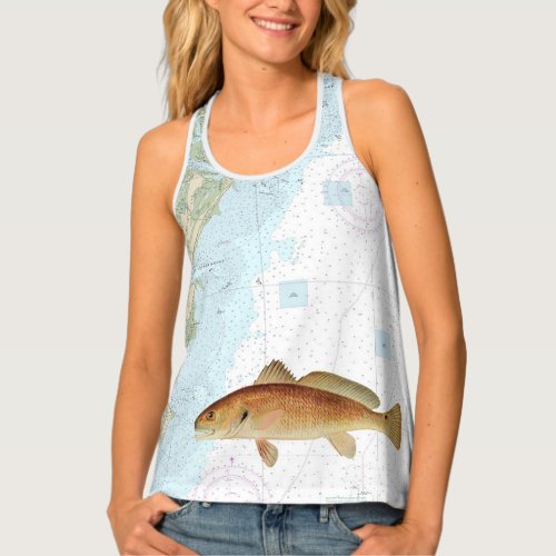Red Drum on Tybee Island to Doboy Sound Chart Tank Top
