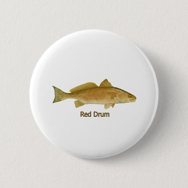 Red Drum (titled) Button (Front)