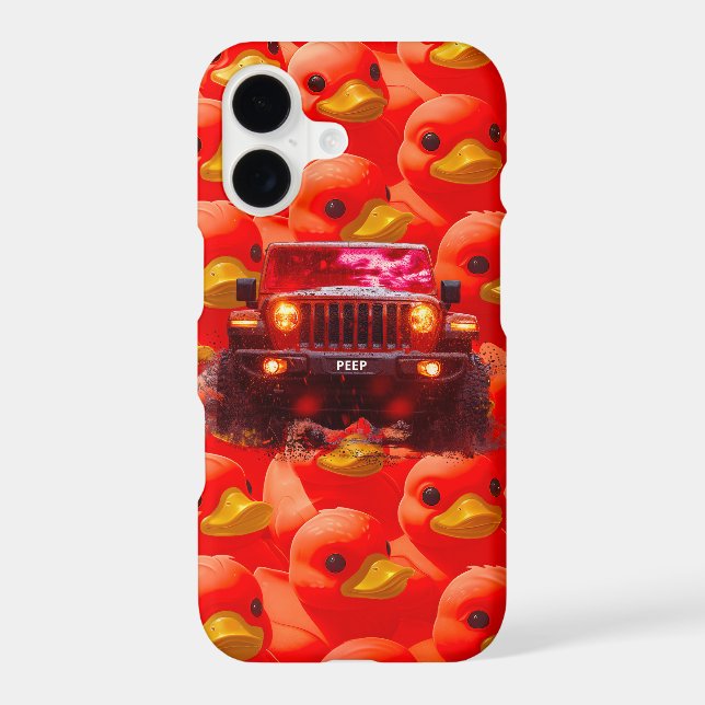 Red Ducks with a Red jeep 4x4 Truck iphone iPhone Case (Back)