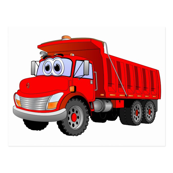 Red Dump Truck Cartoon Post Card