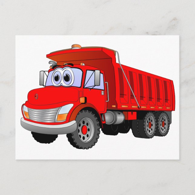 Red Dump Truck Cartoon Postcard (Front)