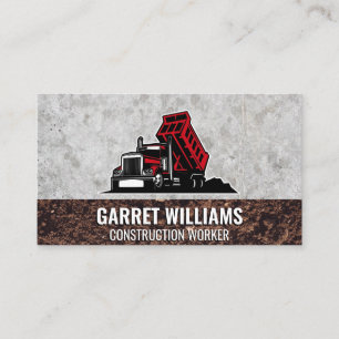 Red Dump Truck Concrete and Dirt Business Card