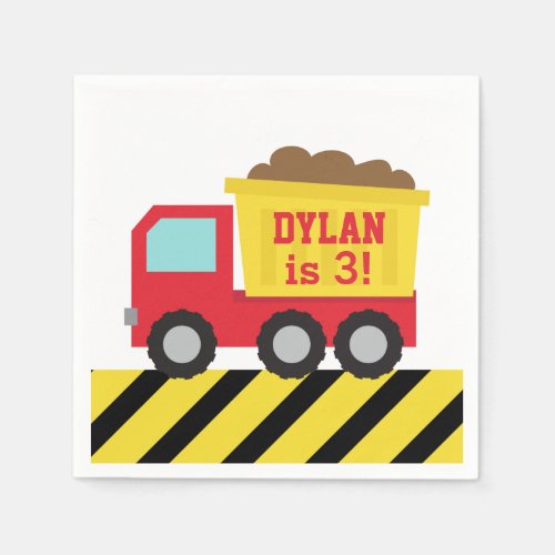 Red Dump Truck Construction Boys Birthday Party Paper Napkins