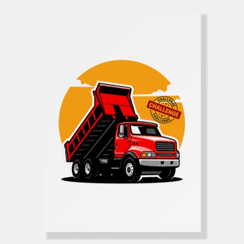 Red Dump Truck Construction Challenge Vector Foam Board