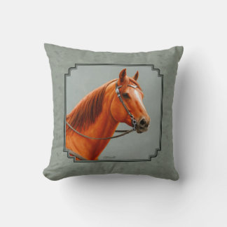 Red Dun Chestnut Sorrel Western Quarter Horse Throw Pillow