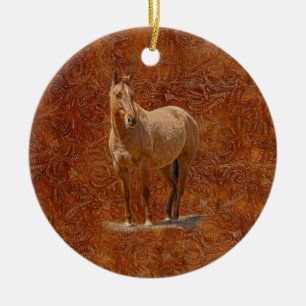 Red Dun Horse-lover's Equine Gift Design Ceramic Ornament