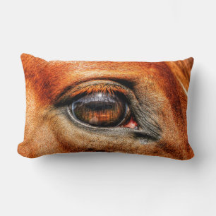 Red Dun Mare Horse's Eye Equine Photo Lumbar Pillow