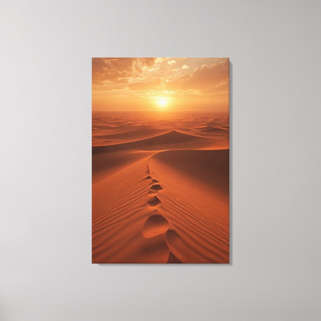 Red Dune Horizon – Sunlit Desert Path Canvas Print (Front)