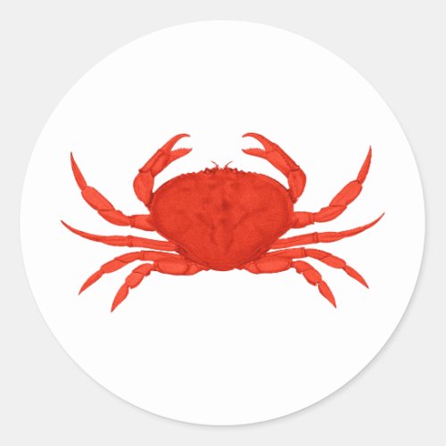 Red Dungeness Crab Logo Classic Round Sticker