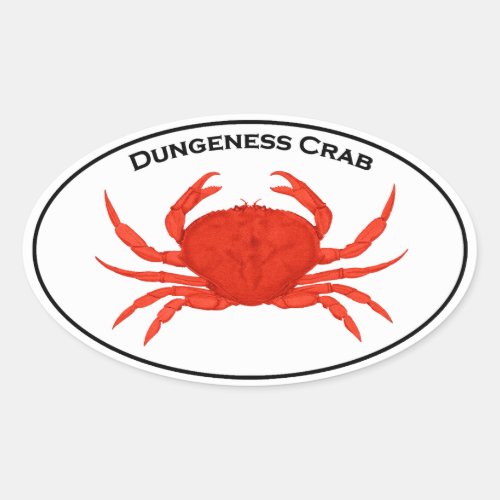 Red Dungeness Crab Oval Logo Oval Sticker