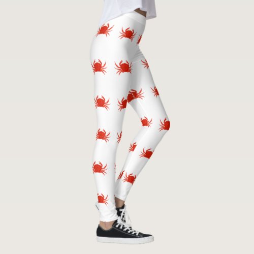 Red Dungeness Crabs Pattern Leggings